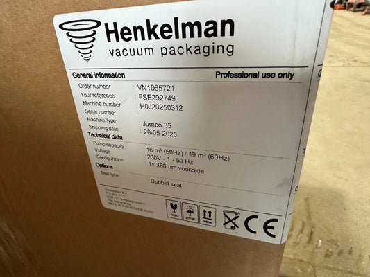 Henkelman Jumbo vacuümsealer met 35 kamers, geschikt voor sous-vide gebruik, NIEUW