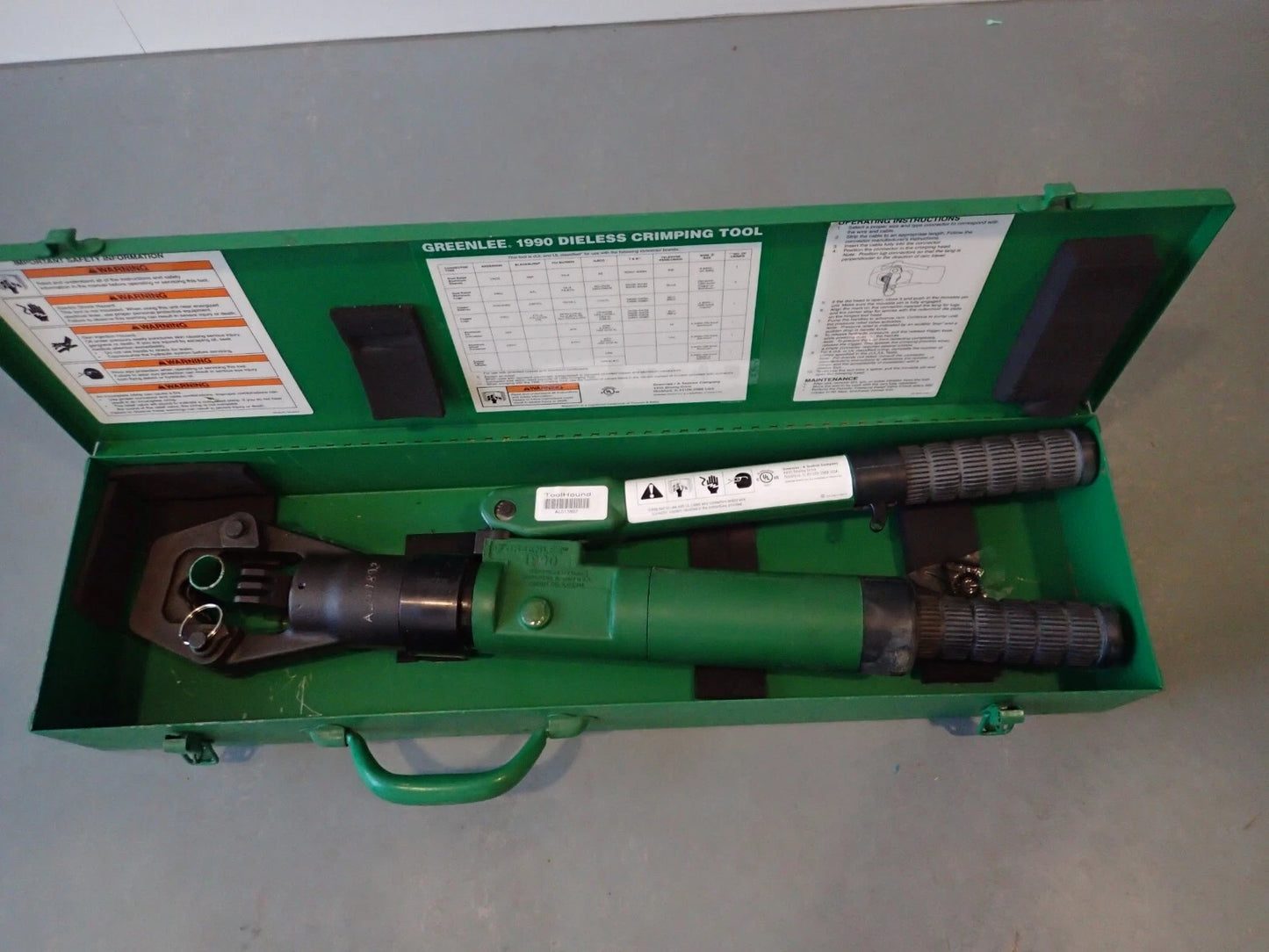 GREENLEE Krimptangpers Hydraulische Krimptang zonder matrijs