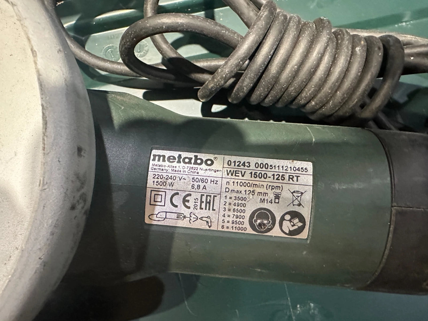 Metabo WEV 1500-125 RT haakse slijper nr. 135 4007430297402
