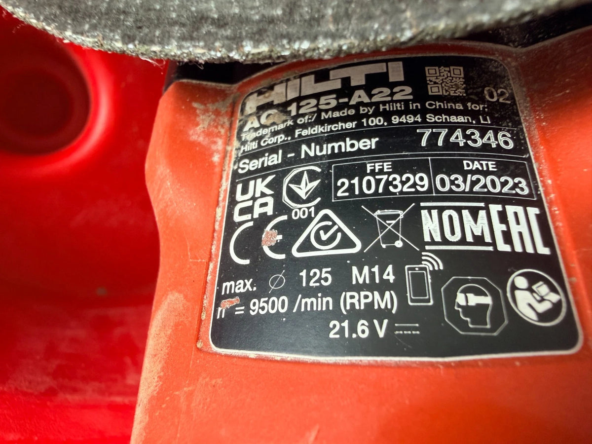 Hilti AG 125-A22  Ohne Akku/Ladegerät Winkelschleifer Flex