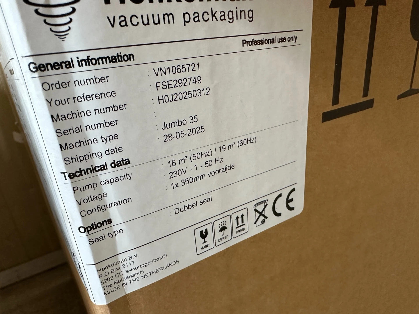 Henkelman Jumbo vacuümsealer met 35 kamers, geschikt voor sous-vide gebruik, NIEUW