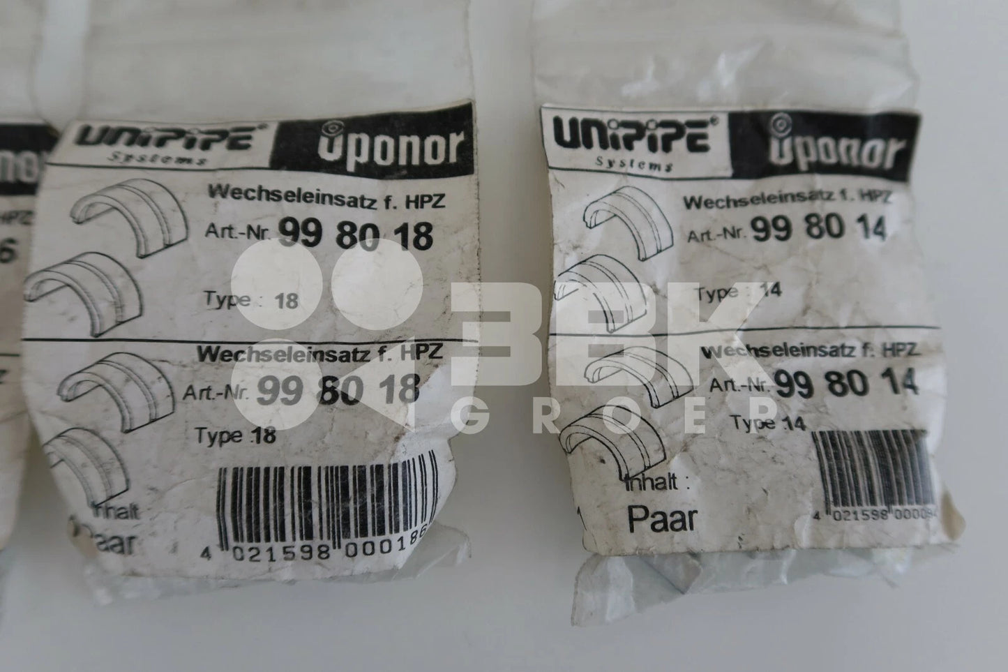 Uponor vervangende inzetstukken UP14, 16, 18 en 20 NIEUW
