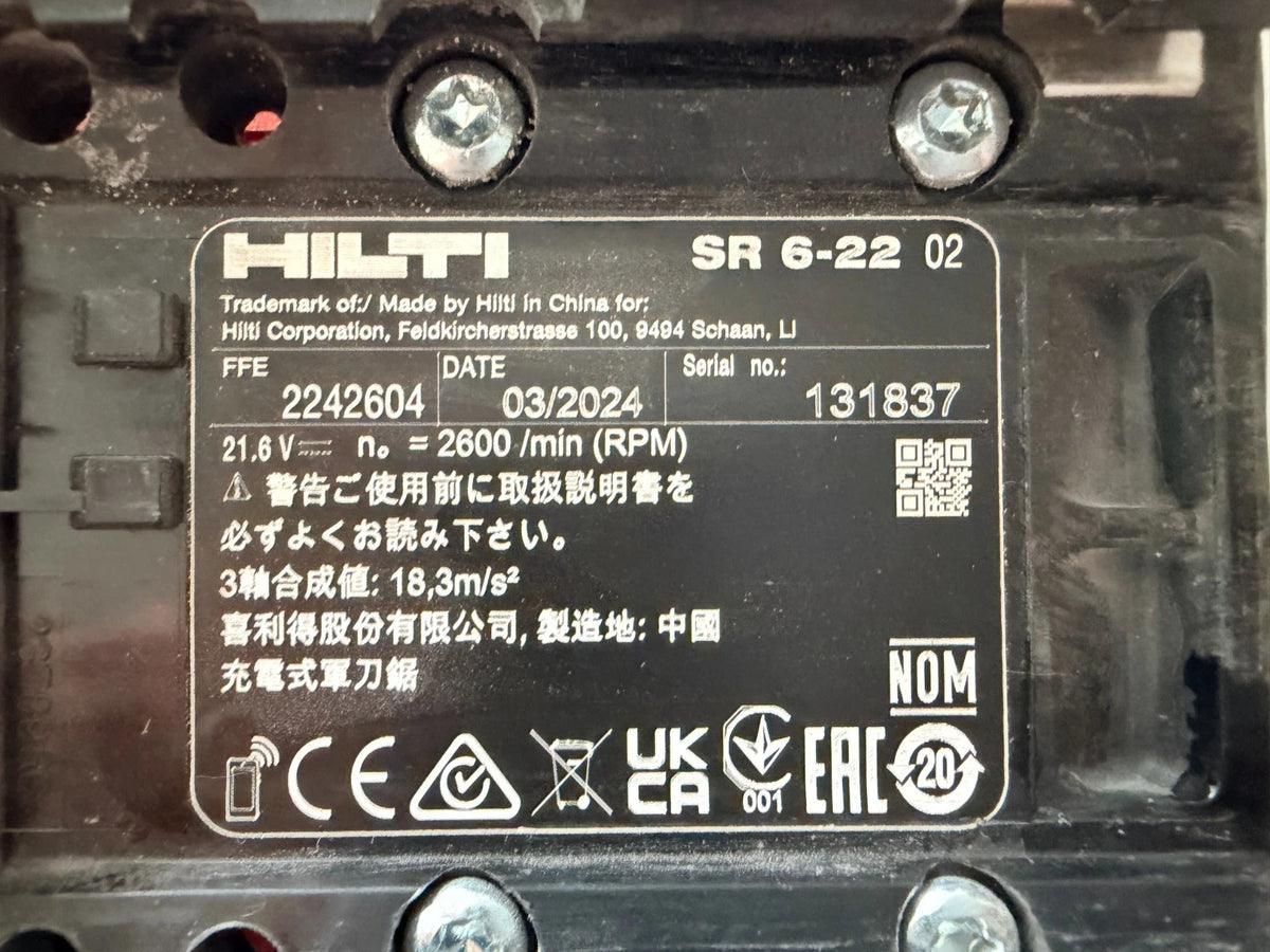 Hilti SR 6-22 Nuron Ohne Akku/Ladegerät Akku-Säbelsäge SR 6-22