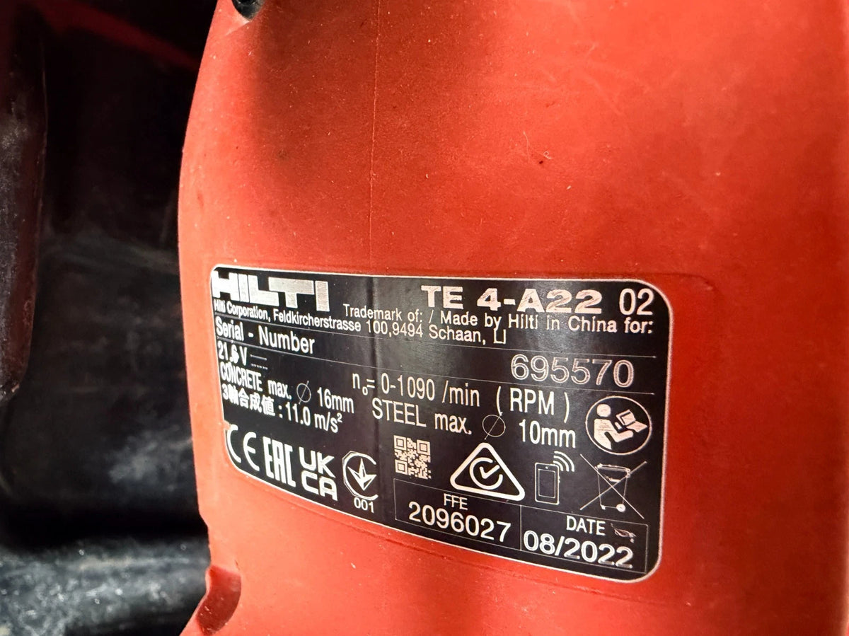 Hilti TE 4-A22 mit Hilti TE DRS-4-A  Ohne Akku und Ladegerät Bohrhammer