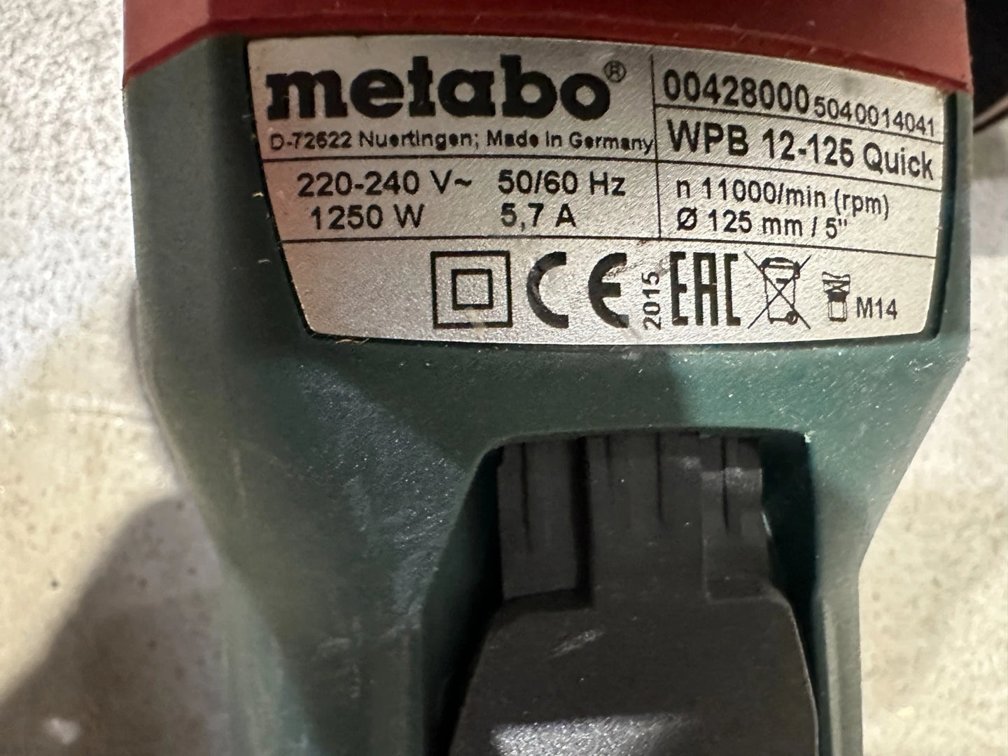 Metabo WPB 12-125 QUICK Haakse slijper Nr.105