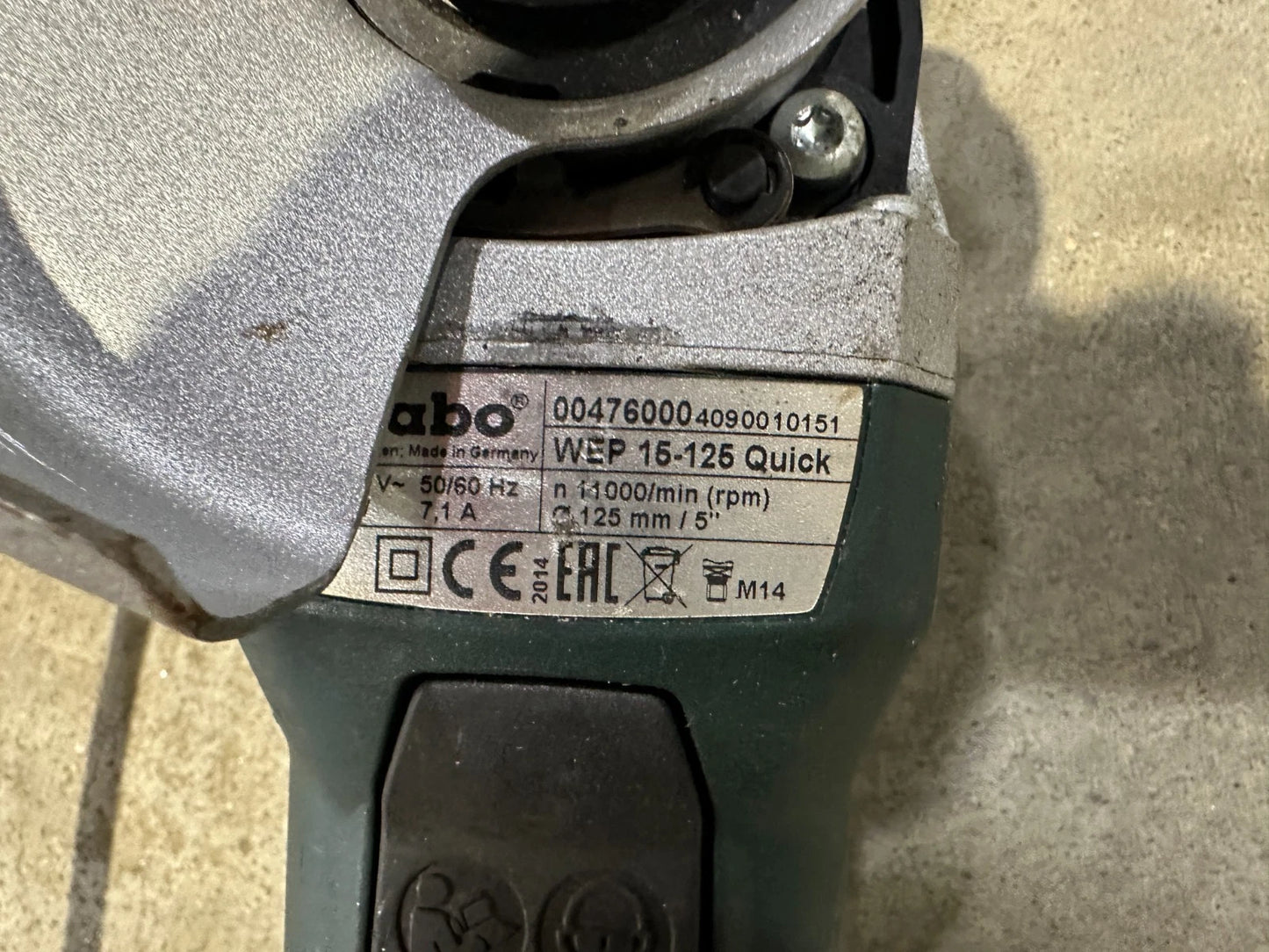 Metabo WEP 15-125 QUICK Haakse slijper Nr.119