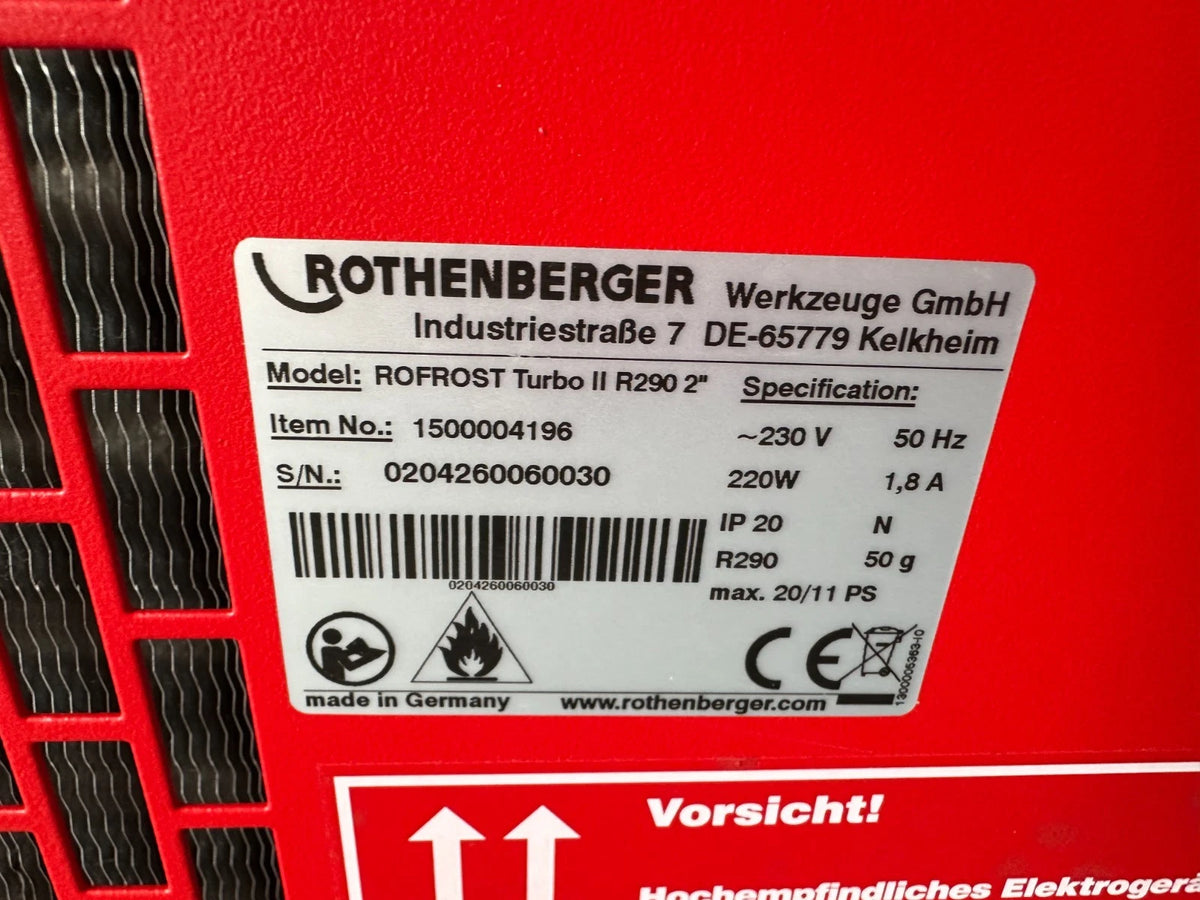 Rothenberger ROFROST TURBO II R290 Einfriergerät 2" inkl. 8 Reduziereinsätze 4004625470336