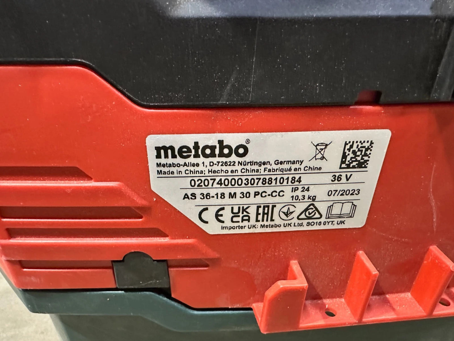 Metabo Accu-stofzuiger ASR 36-18 M 30 PC-CC  zonder accu zonder lader  Nr.39