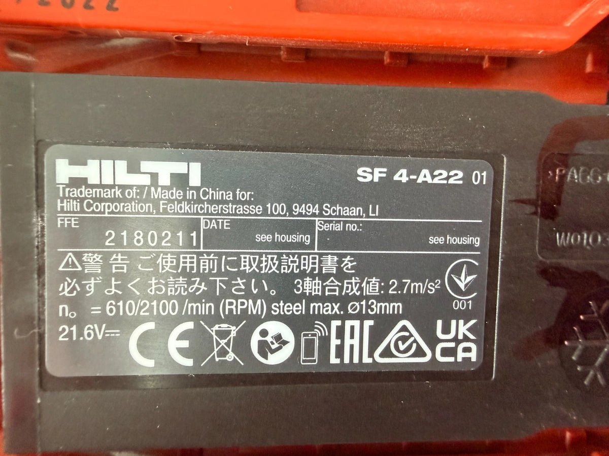 Hilti SF 4-A22  Ohne Akku/Ladegerät Akkuschrauber