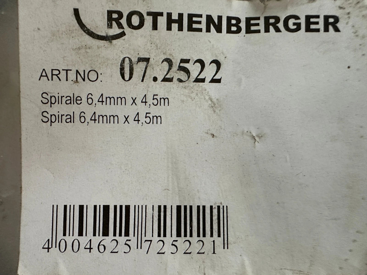 Rothnenberger 07.2522 Spirale, 6,4mm x 4,5m, mit Keulenkopf - 72522